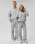 QUARTER ZIP - CURSIVE GREY