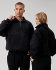 QUARTER ZIP - CURSIVE BLACK
