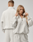QUARTER ZIP - CURSIVE MARL GREY