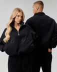 QUARTER ZIP - CURSIVE BLACK