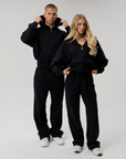 BASYQS BOXY ZIP UP - BLACK