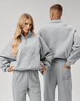 QUARTER ZIP - CURSIVE GREY