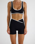 VIVIAN CROP - CAVIAR/WHITE TRIM