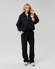 QUARTER ZIP - CURSIVE BLACK
