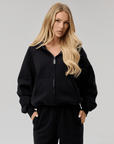 BASYQS BOXY ZIP UP - BLACK