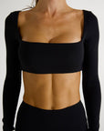 RACHEL LONG SLEEVE CROP - CAVIAR