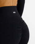 CLAUDIA SCRUNCH SHORTS - CAVIAR