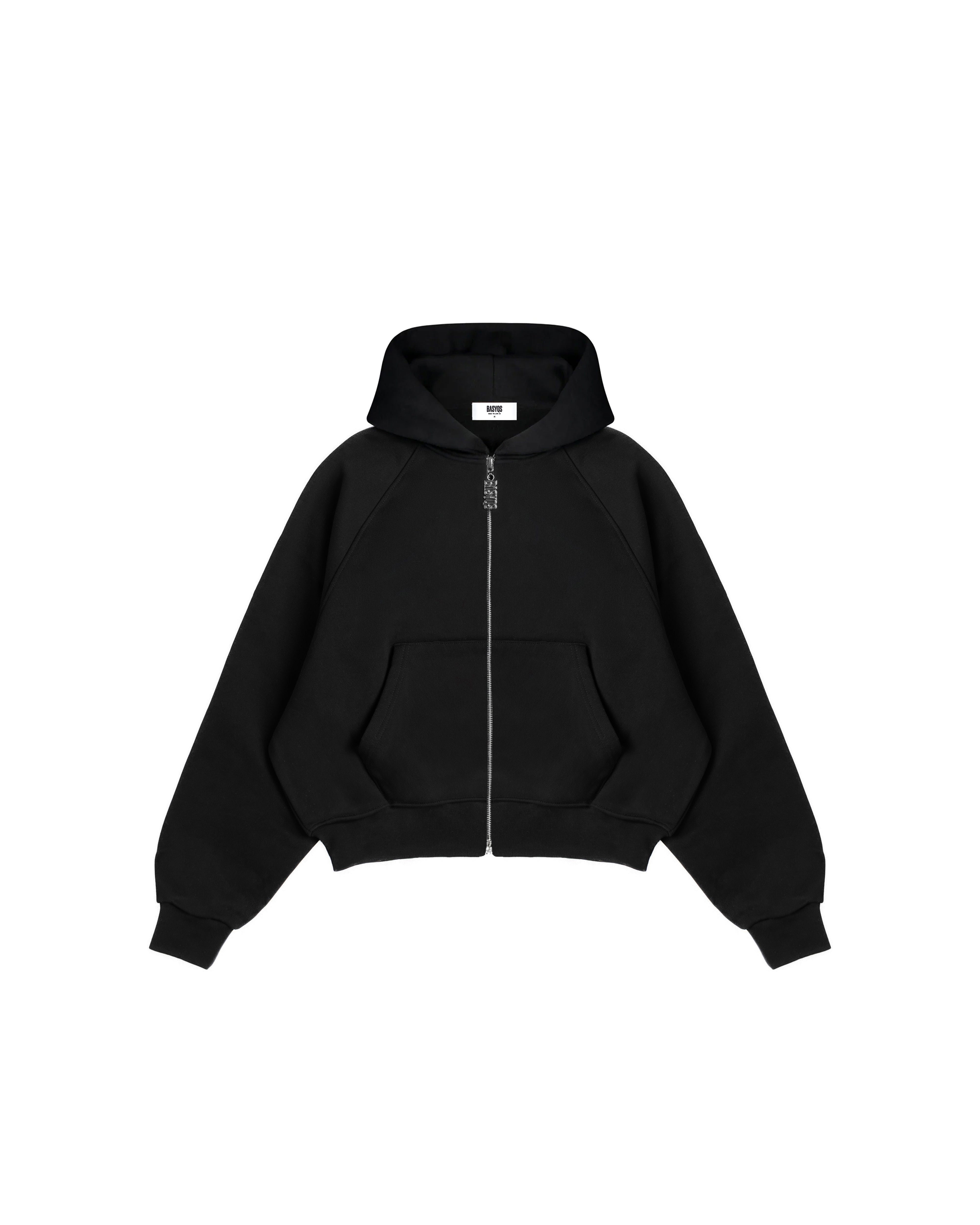 BASYQS BOXY ZIP UP - BLACK