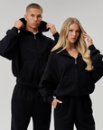BASYQS BOXY ZIP UP - BLACK