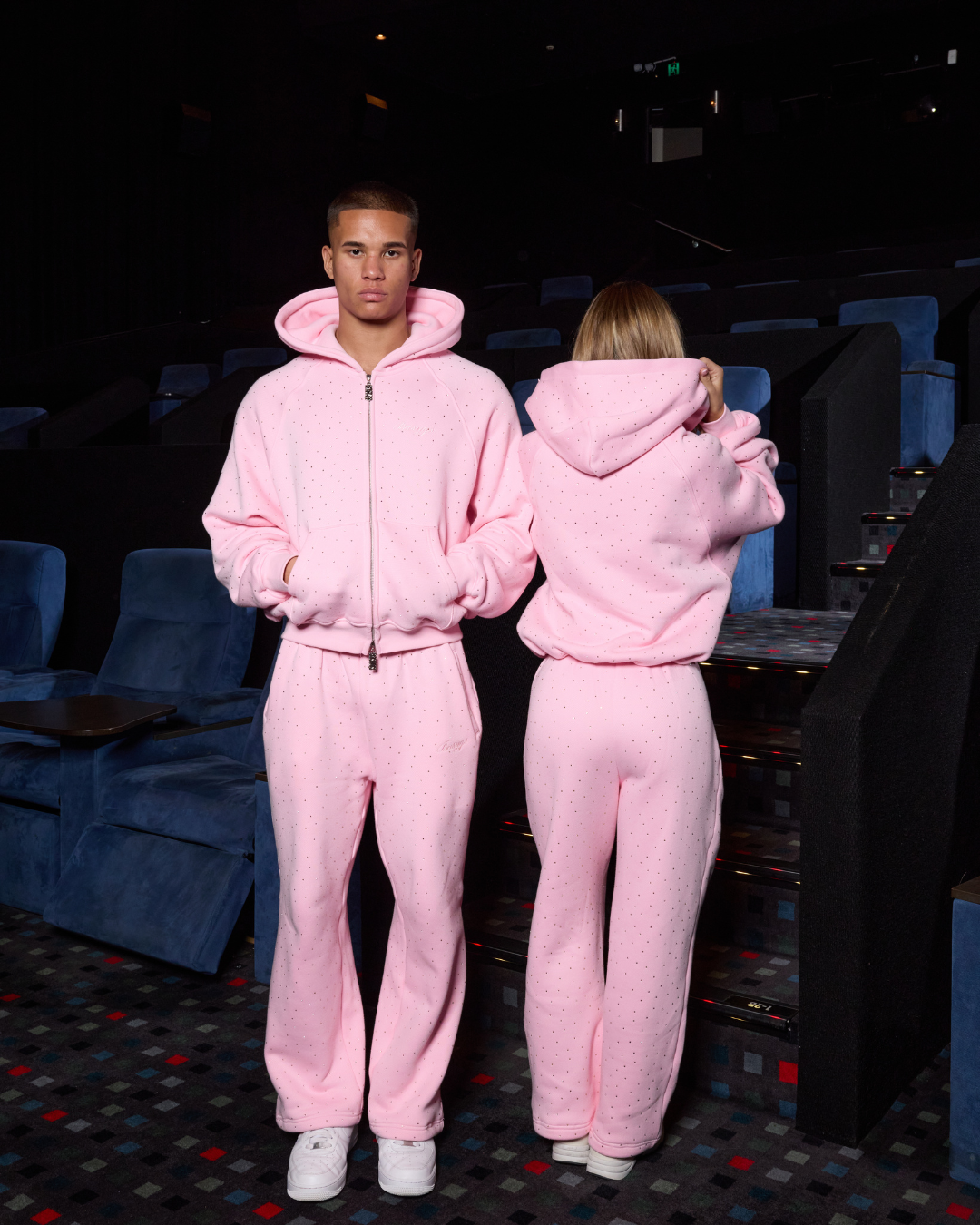 RHINESTONE SWEATS - BABY PINK