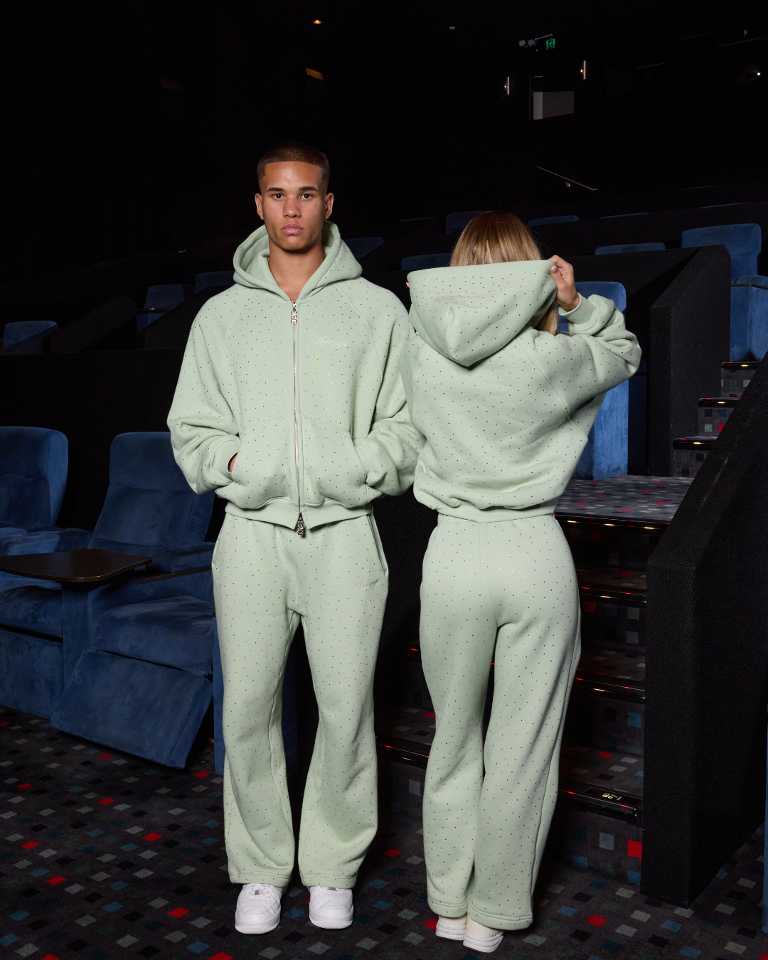 RHINESTONE SWEATS - BABY GREEN