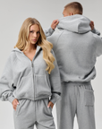 BASYQS BOXY ZIP UP - GREY