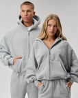 BASYQS BOXY ZIP UP - GREY