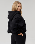 BASYQS BOXY ZIP UP - BLACK