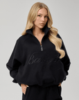 QUARTER ZIP - CURSIVE BLACK