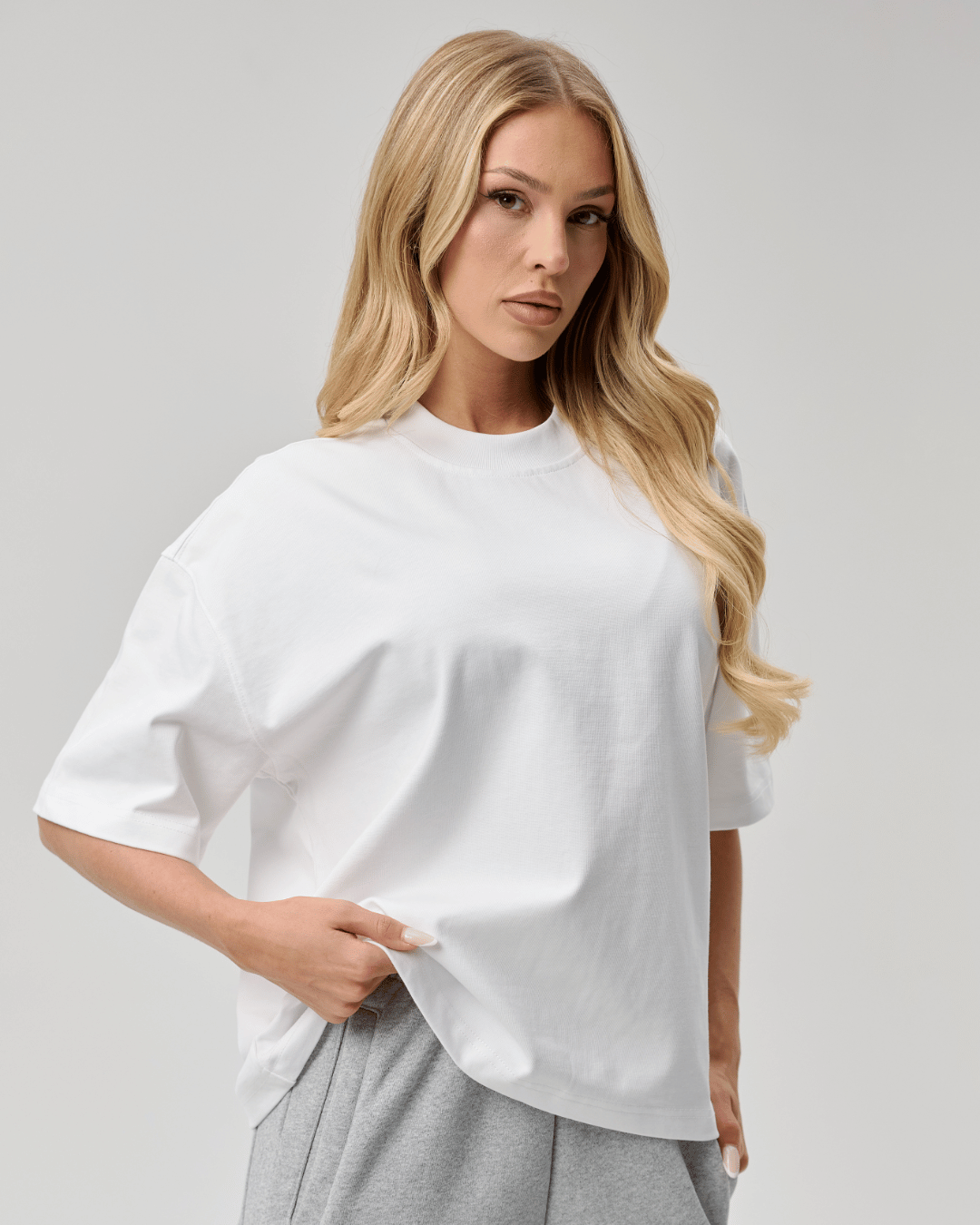BASYQS BOXY T-SHIRT - WHITE
