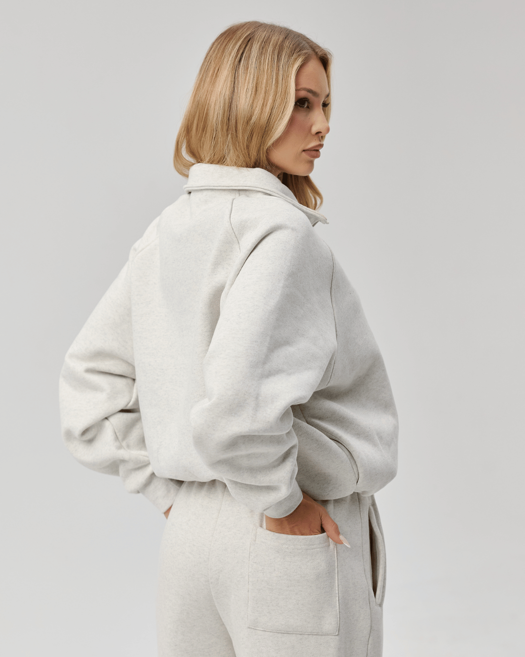 QUARTER ZIP - MARL GREY