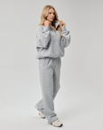 QUARTER ZIP - CURSIVE GREY