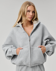 BASYQS BOXY ZIP UP - GREY