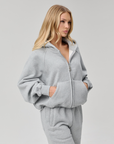 BASYQS BOXY ZIP UP - GREY
