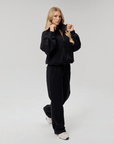 QUARTER ZIP - CURSIVE BLACK