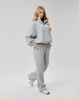 QUARTER ZIP - CURSIVE GREY