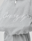 QUARTER ZIP - CURSIVE GREY