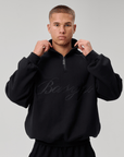 QUARTER ZIP - CURSIVE BLACK