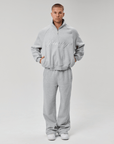 QUARTER ZIP - CURSIVE GREY