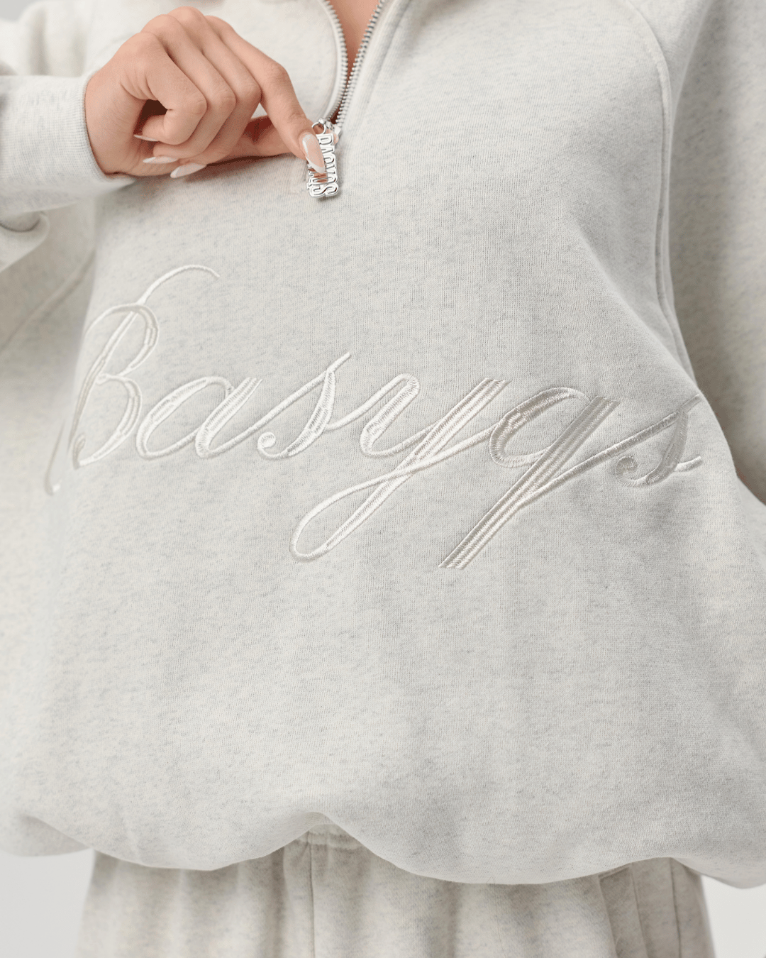 QUARTER ZIP - CURSIVE MARL GREY