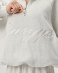 QUARTER ZIP - CURSIVE MARL GREY