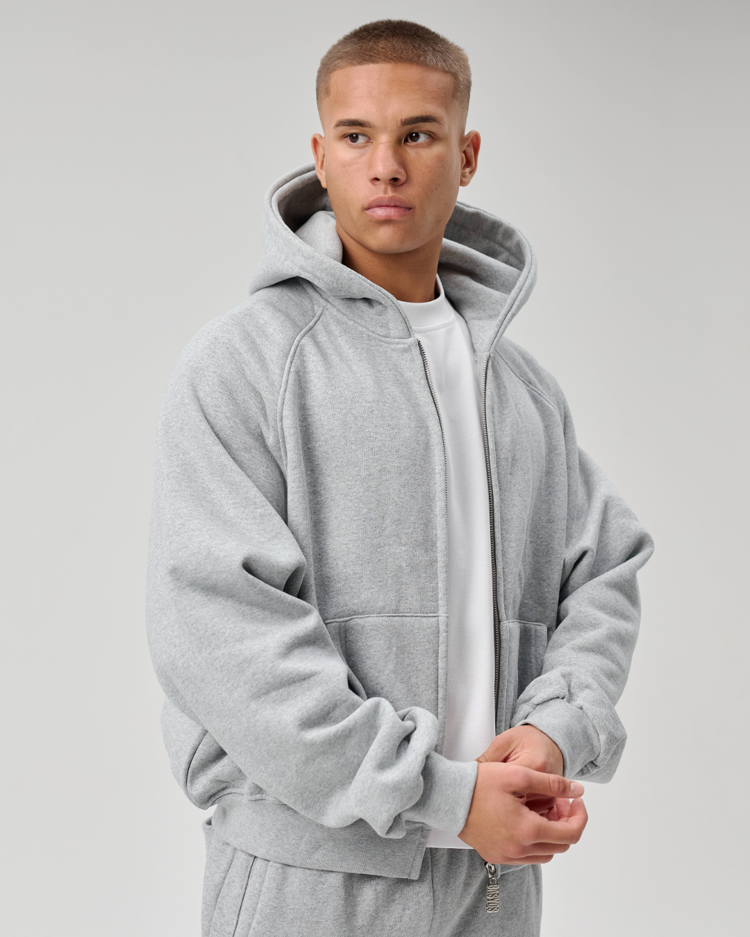BASYQS BOXY ZIP UP - GREY