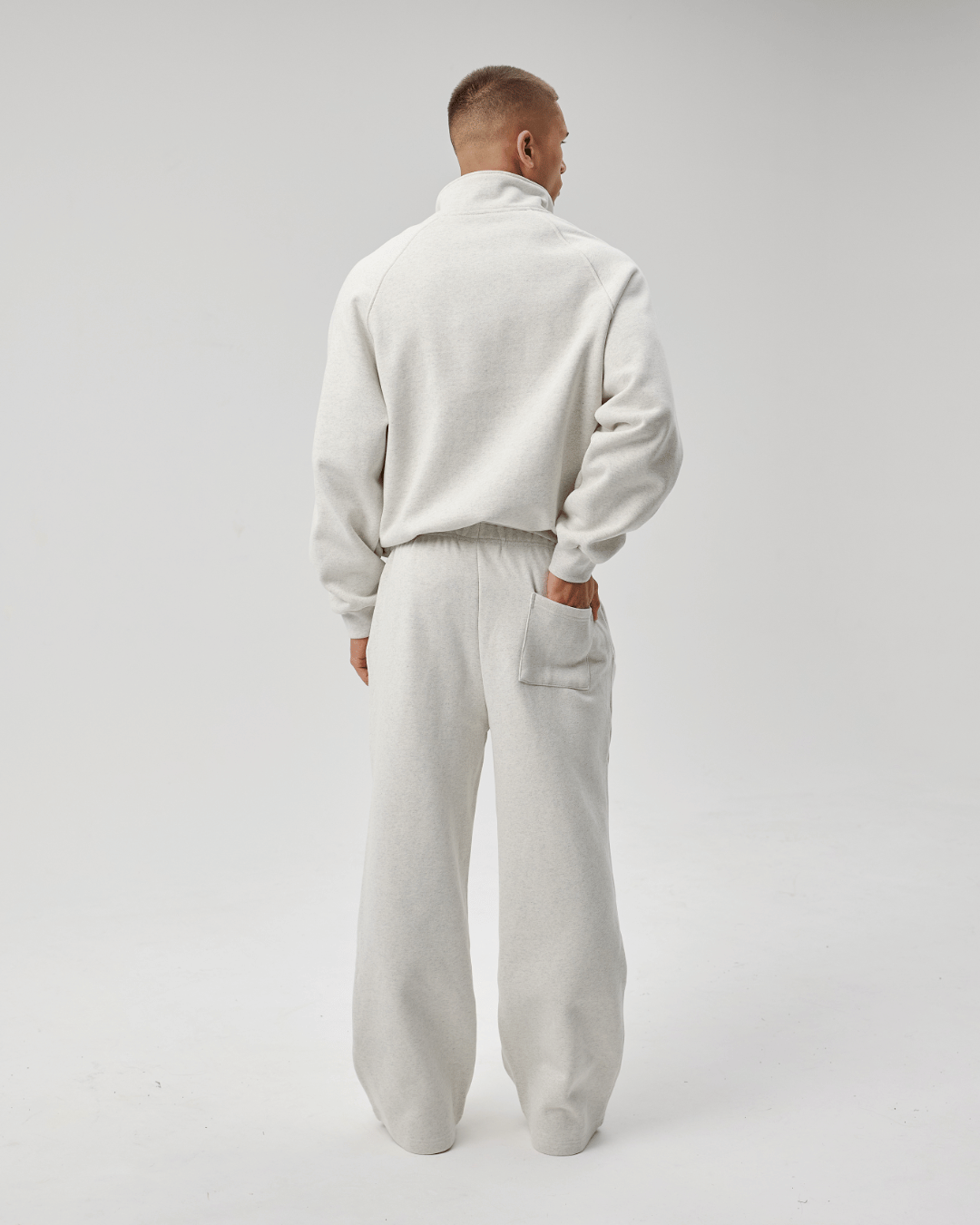 QUARTER ZIP - MARL GREY