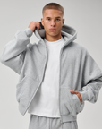 BASYQS BOXY ZIP UP - GREY