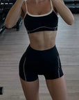 ELLIE CROP - CAVIAR/WHITE TRIM