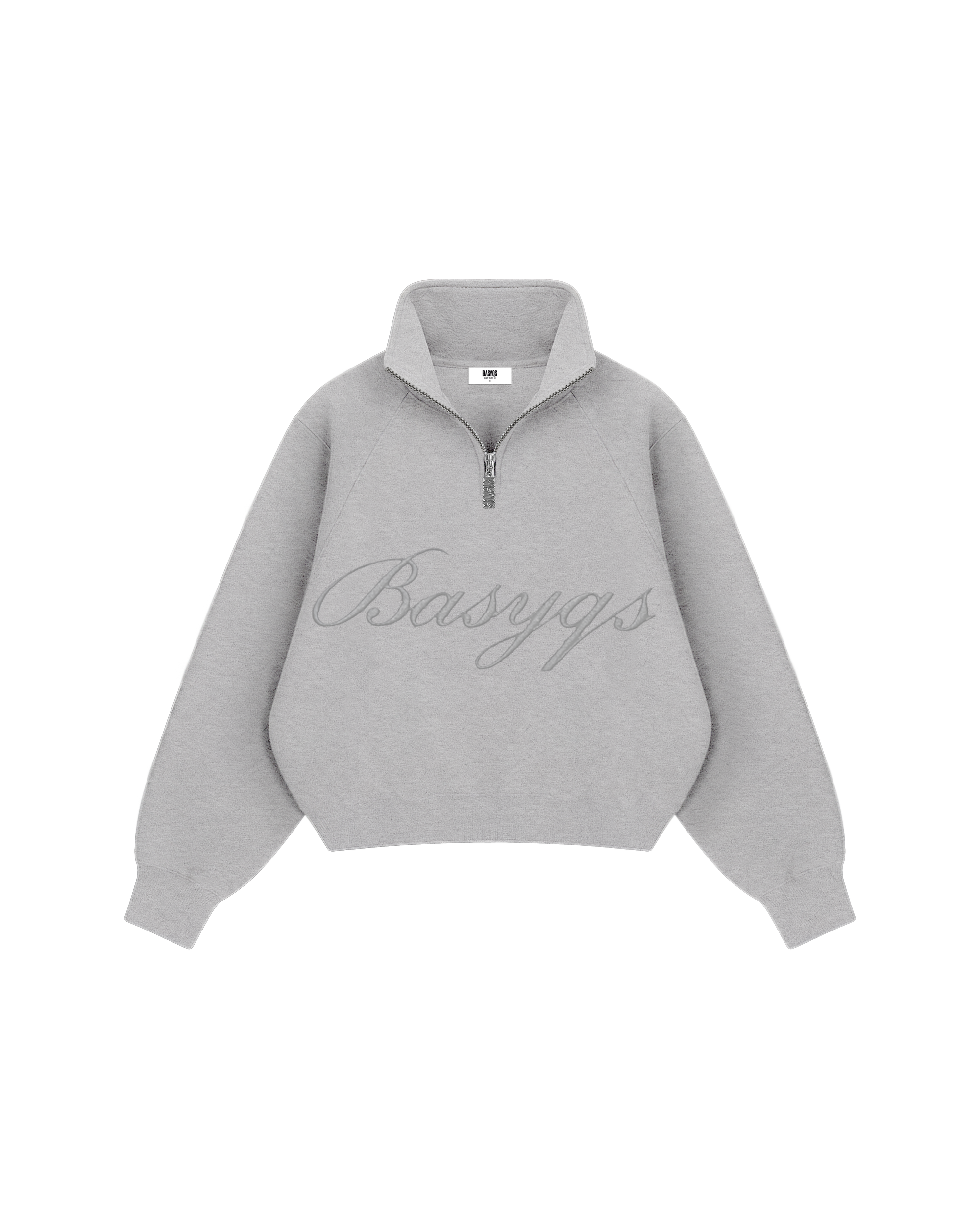 QUARTER ZIP - CURSIVE GREY