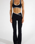 VIVIAN FLARED PANTS - CAVIAR/WHITE TRIM