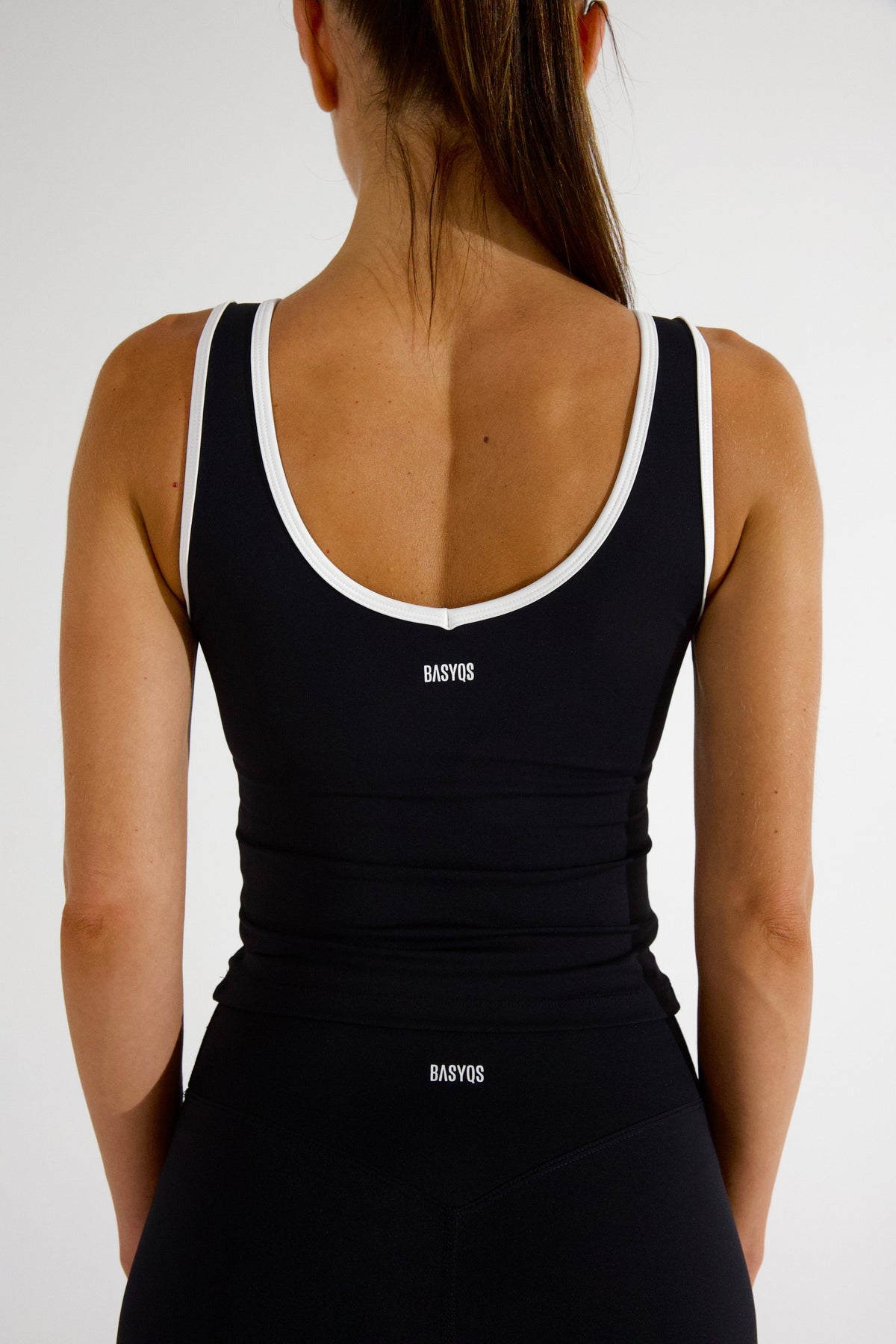 VIVIAN TANK - CAVIAR/WHITE TRIM