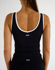 VIVIAN TANK - CAVIAR/WHITE TRIM