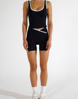 VIVIAN SHORTS - CAVIAR/WHITE TRIM
