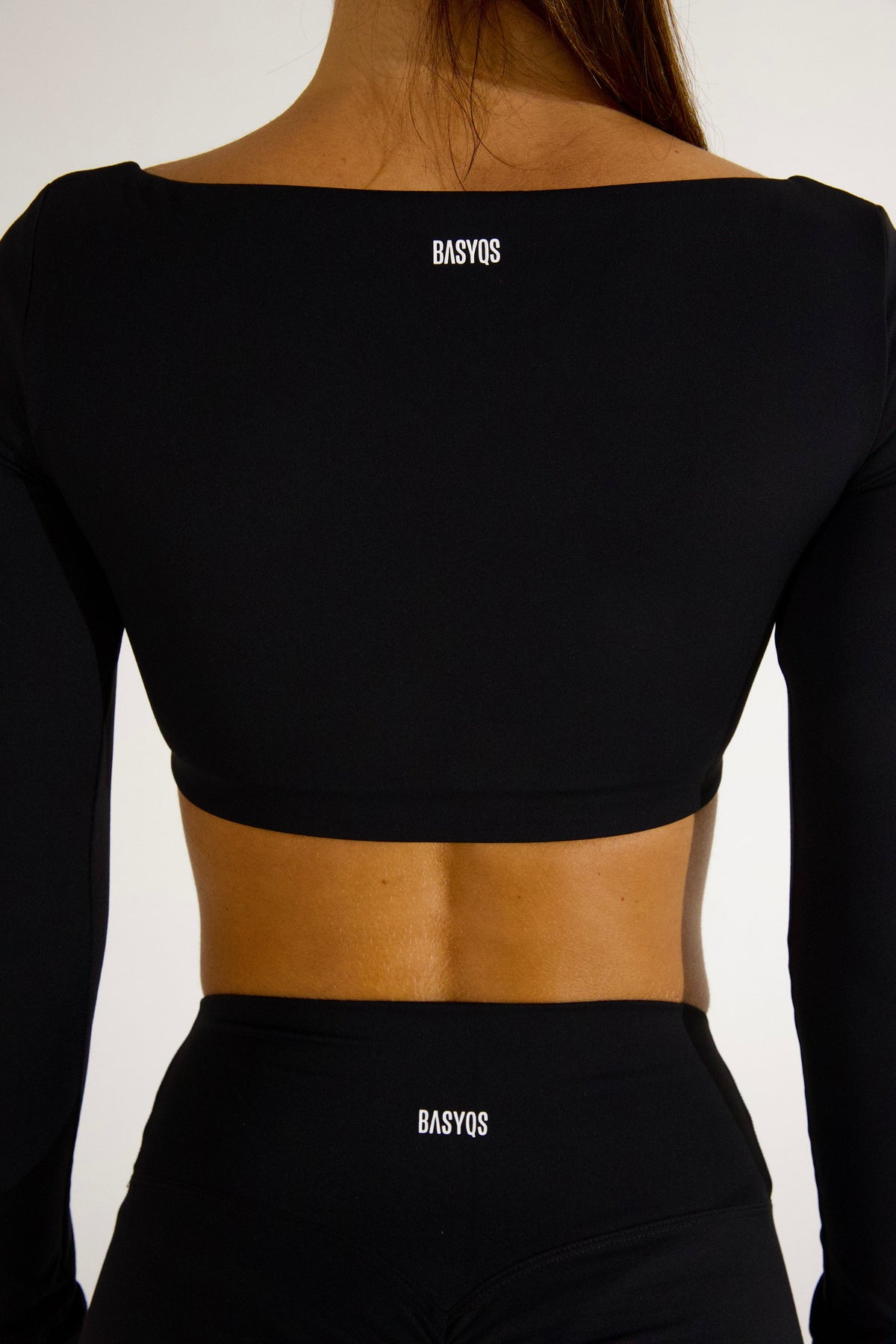RACHEL LONG SLEEVE CROP - CAVIAR