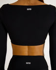 RACHEL LONG SLEEVE CROP - CAVIAR